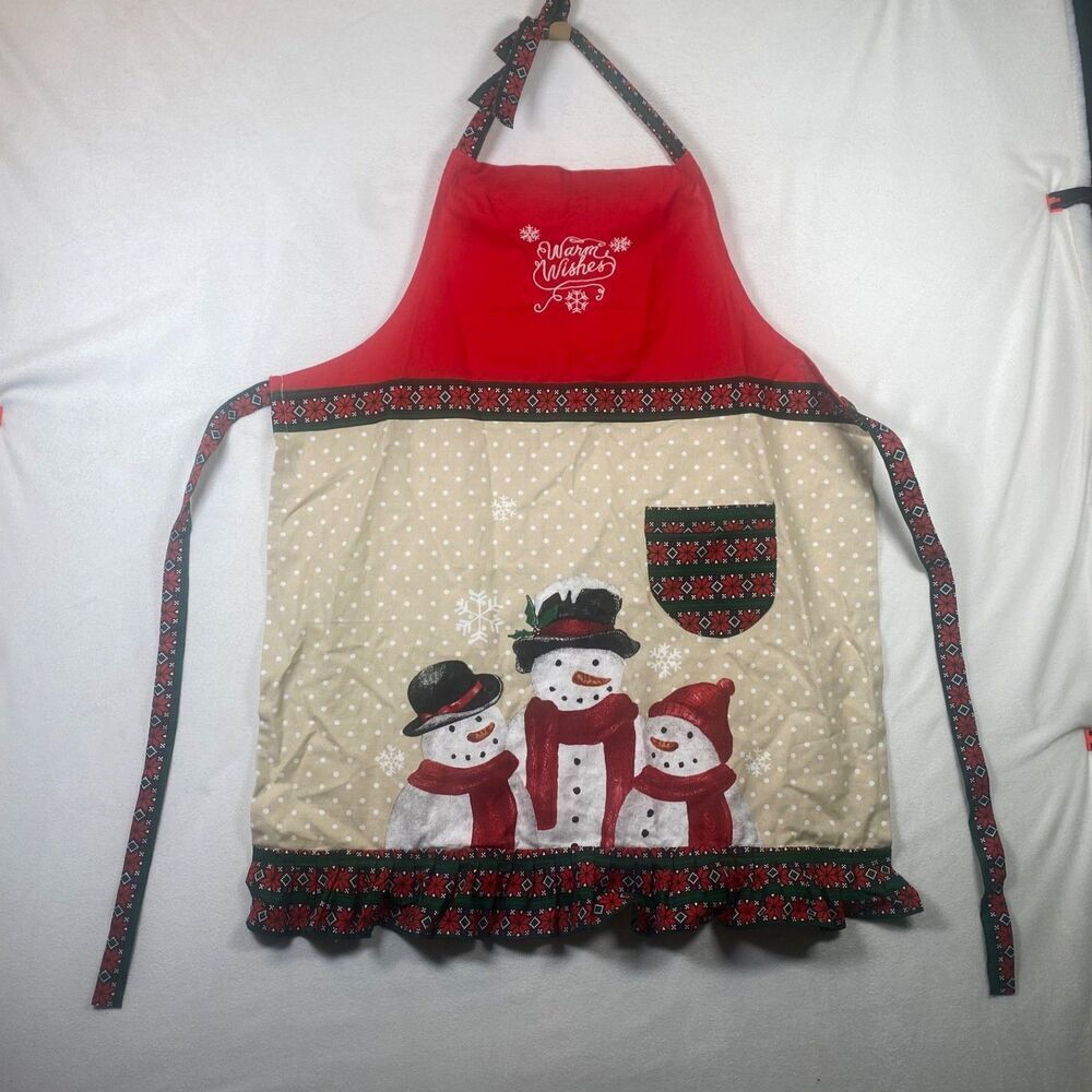 St. Nicholas Square Christmas Apron – Snowman Print – 100% Cotton